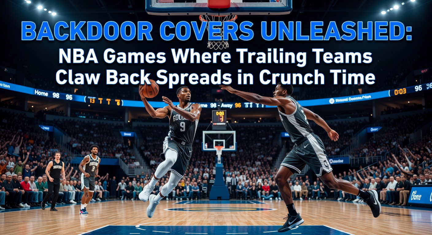 Close-up of an NBA buzzer-beater three-pointer that seals a backdoor cover, crowd in frenzy