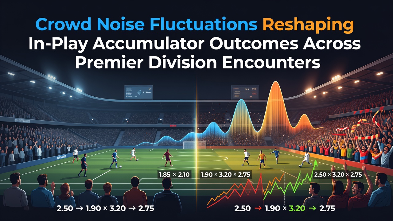 Stadium crowd generating fluctuating noise levels during a premier division soccer match with visible impact on field dynamics