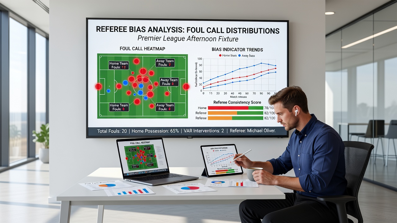 Graph illustrating referee-specific foul call variations in afternoon Premier League games