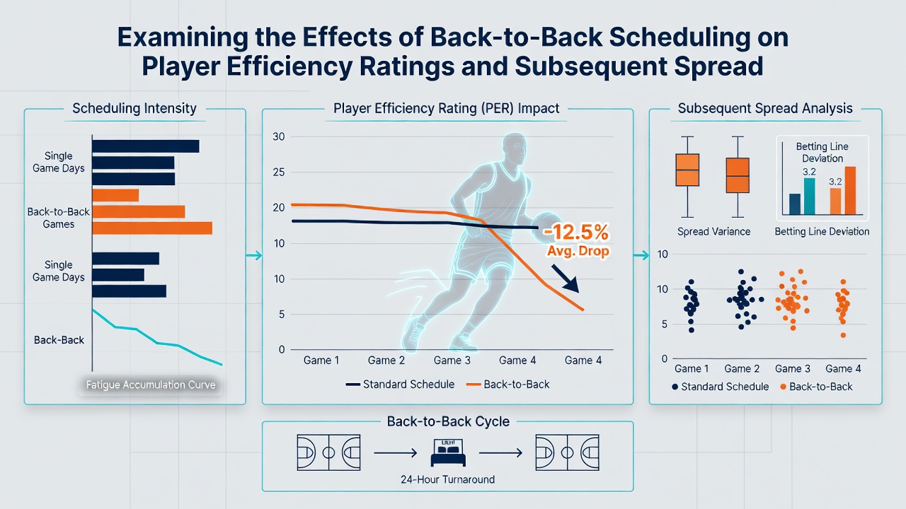 Betting spread movement chart tracking NBA back-to-back game adjustments