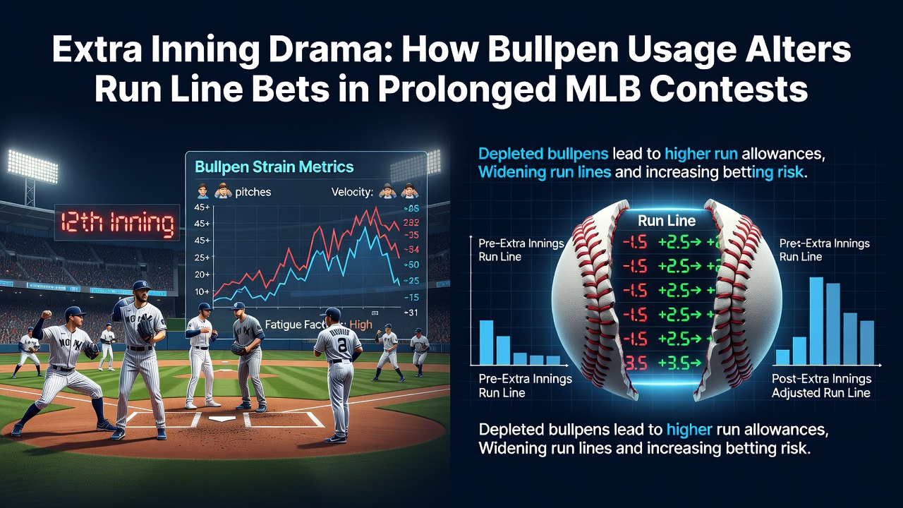 Baseball scoreboard showing extra innings with bullpen activity