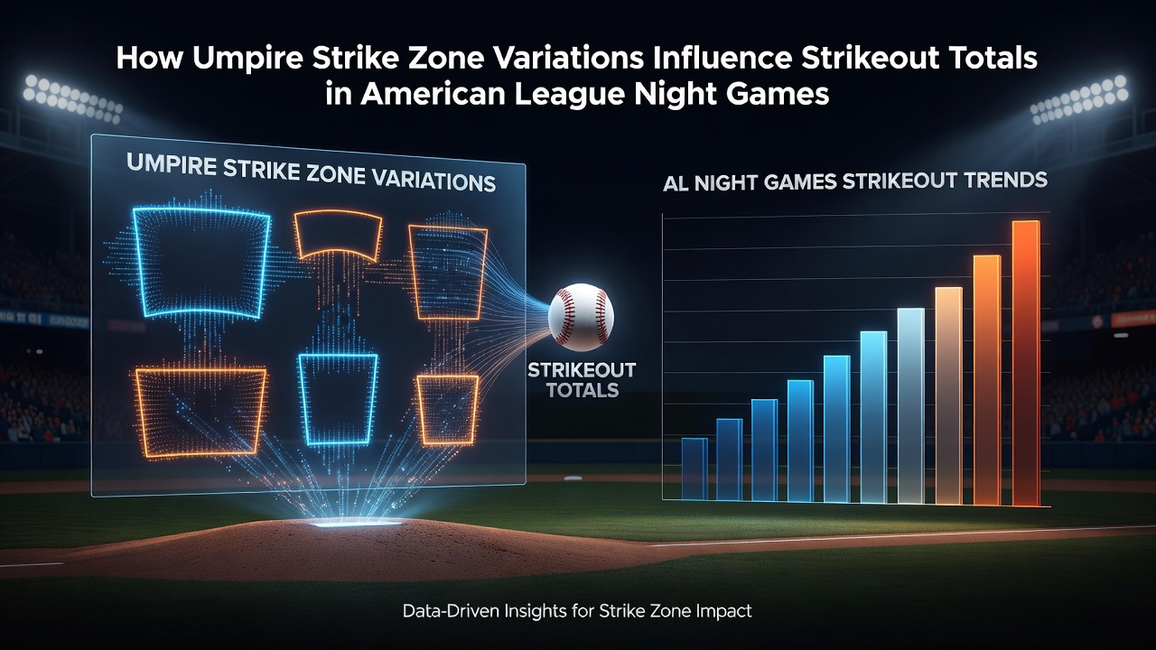Umpire signaling a strike during an American League night game under stadium lights