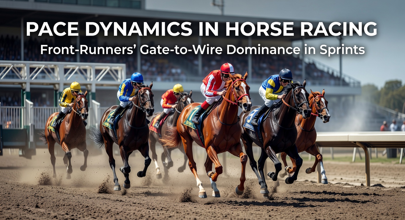 Graph illustrating win percentages for front-runners versus closers in sprint races across various tracks