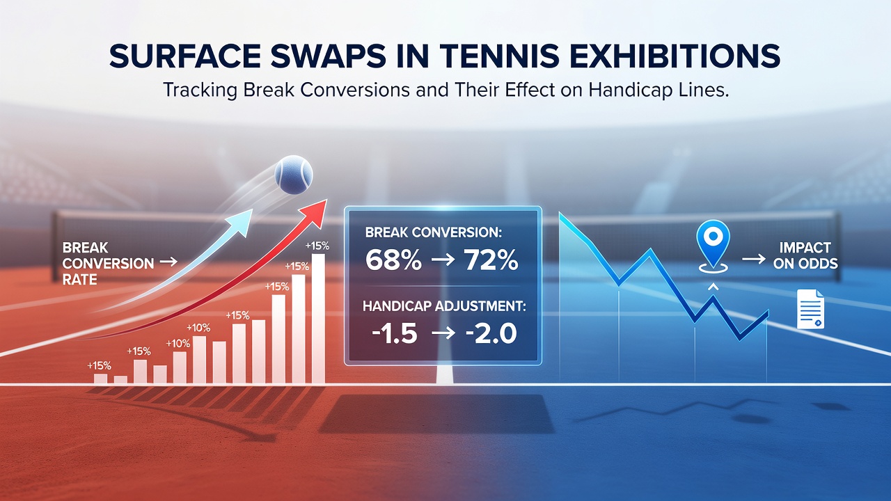 Tennis players adapting strategies during an exhibition match on a newly swapped court surface