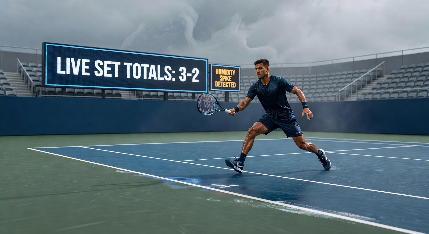 Weather monitoring equipment and humidity charts used during outdoor tennis events